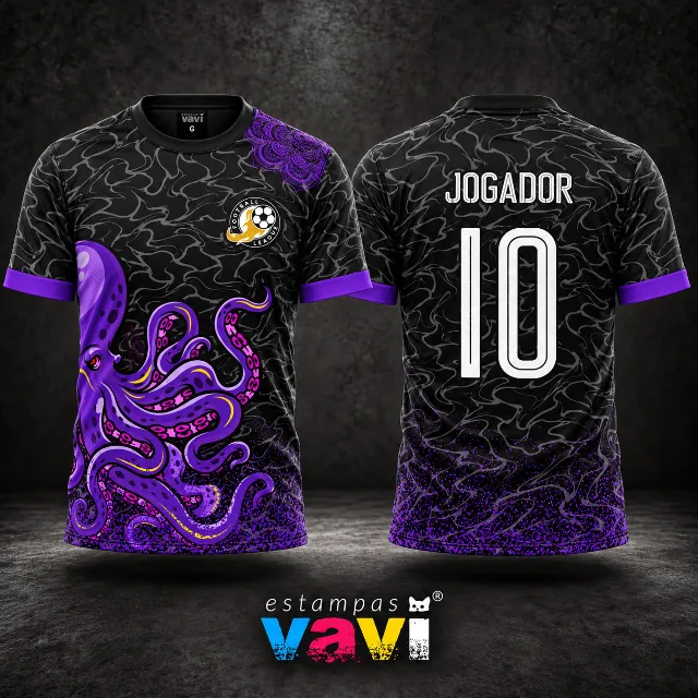 Polvo Roxo com Mandala e Respingos - Mandala Frontal, Punho Largo e Número 10