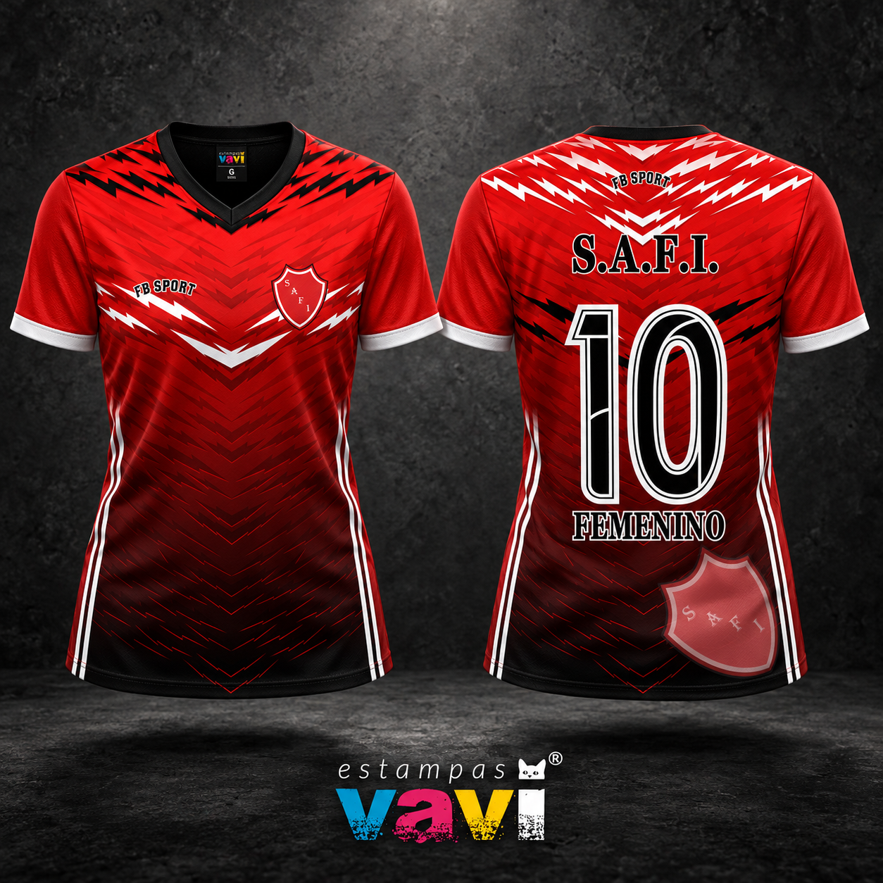 SAFI - Degradê Vermelho e Preto com Raios Brancos
