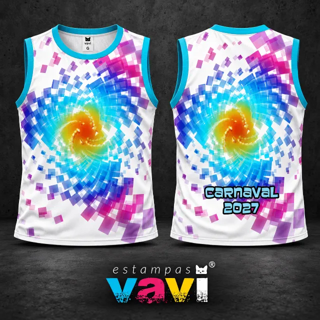 Espiral de Quadrados Multicoloridos em Fundo Branco