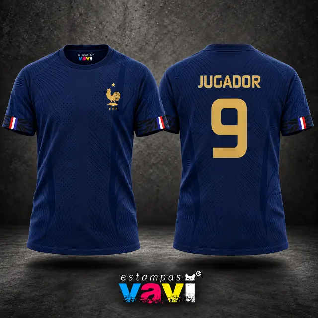 França - Grafismos Tonais Azul-Marinho com Número Dourado
