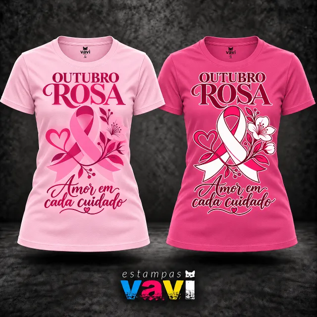 Outubro Rosa - Amor em Cada Cuidado - Laço, Coração e Flores