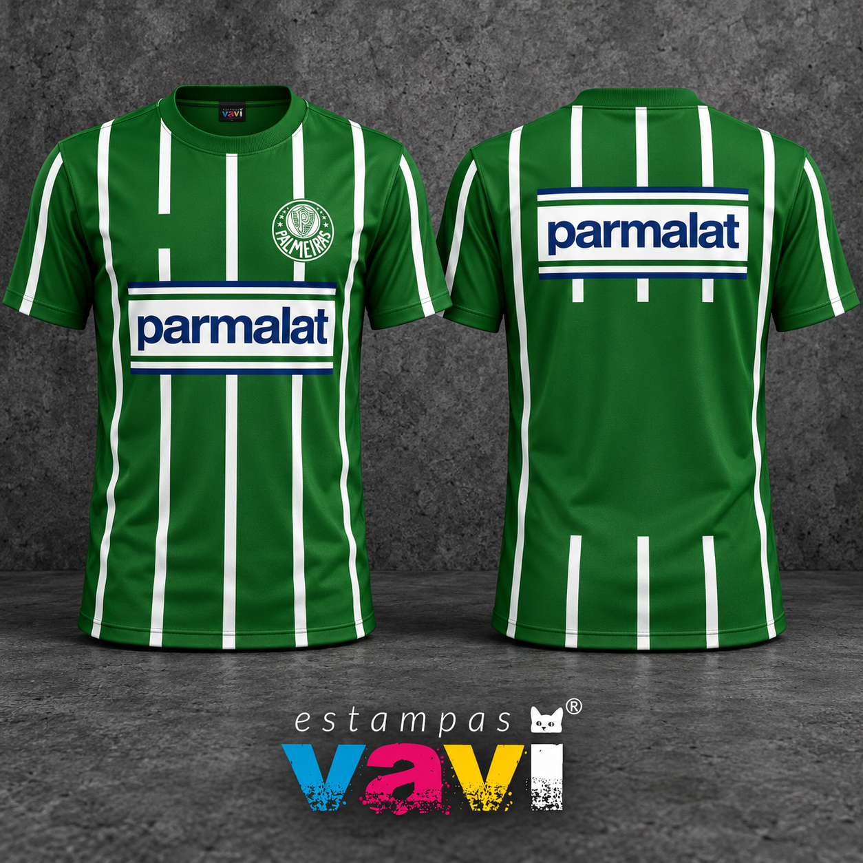 Palmeiras Retrô Verde com Listras Brancas e Parmalat