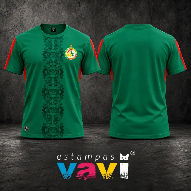 Senegal - Verde com Faixa Ornamental e Detalhes Vermelhos