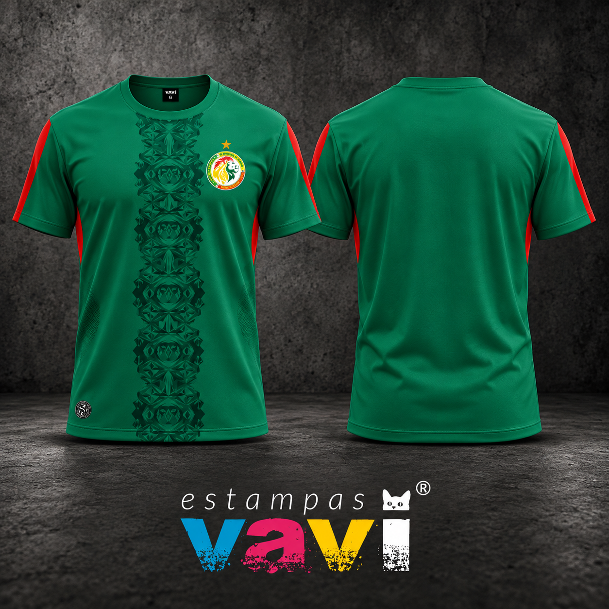 Senegal - Verde com Faixa Ornamental e Detalhes Vermelhos