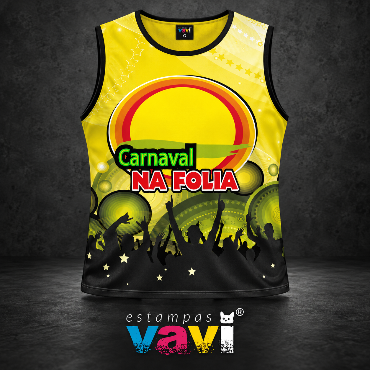 Carnaval na Folia com Moldura Amarela