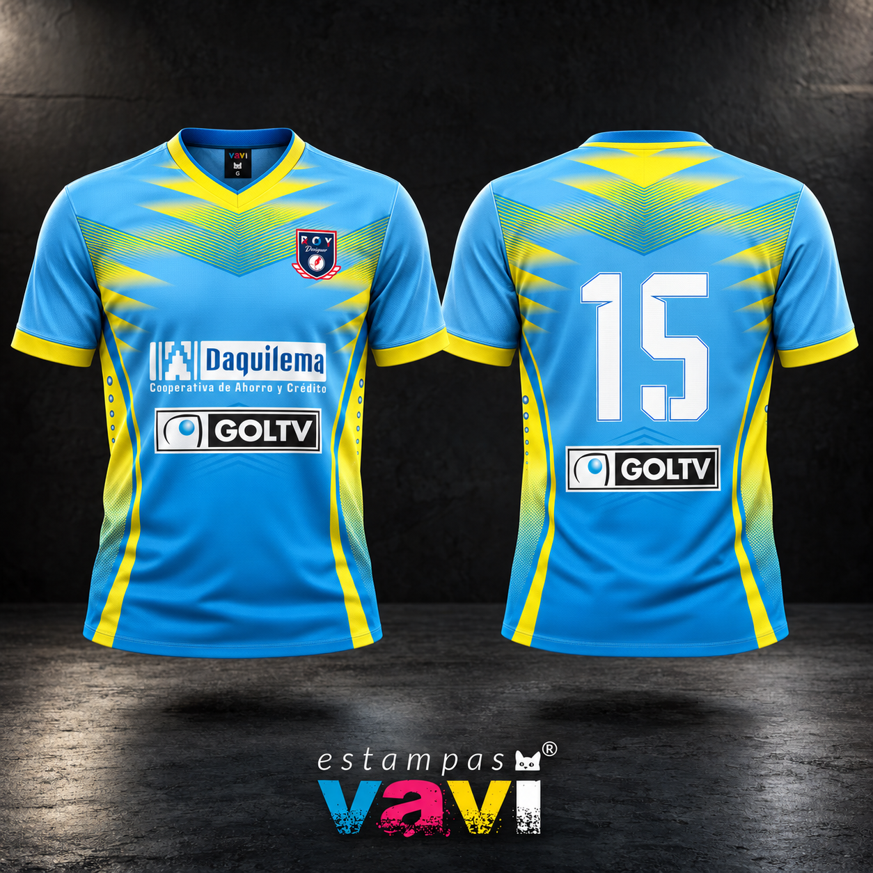 Chevron Azul e Amarelo com Número 15