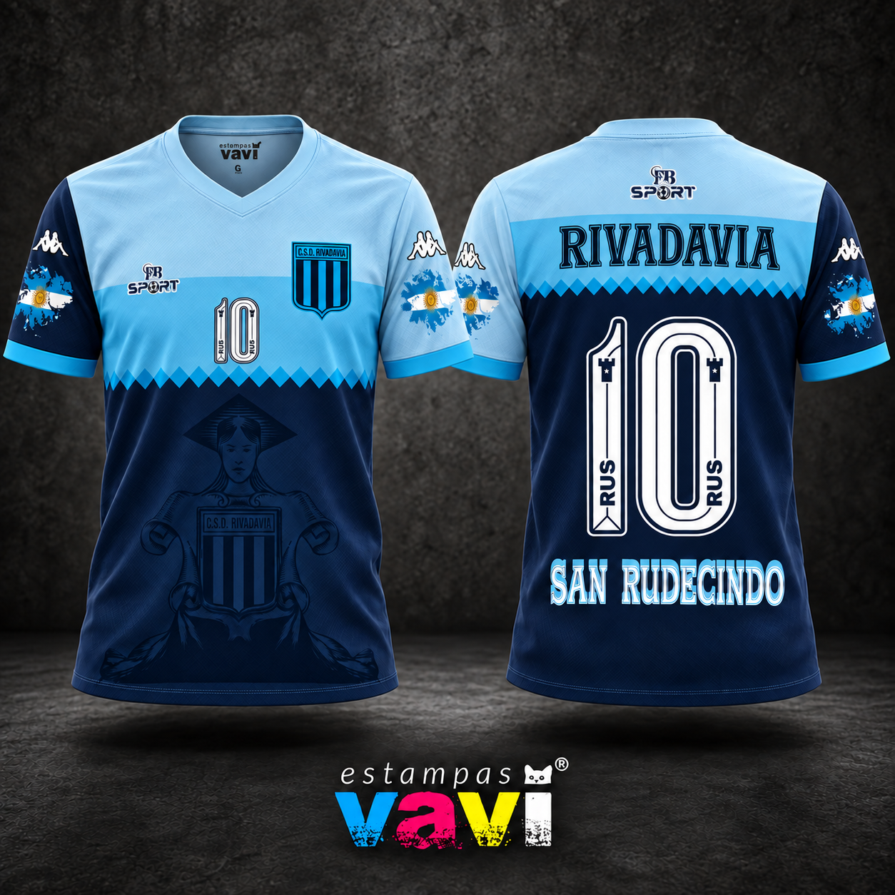 Rivadavia - Blocos Azuis com Losangos e Figura Clássica