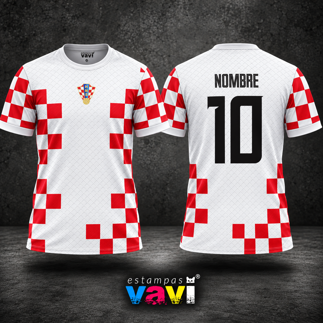 Croácia - Quadriculado Vermelho sobre Branco - Padrão