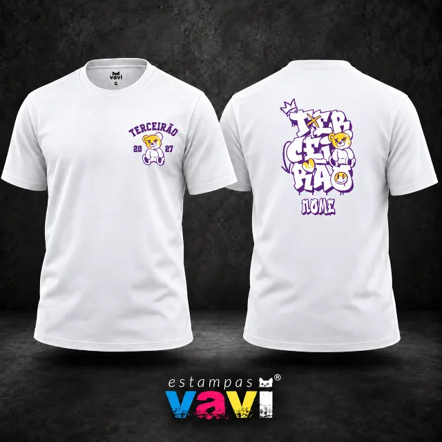 Urso Amarelo e Smileys com Grafite Roxo