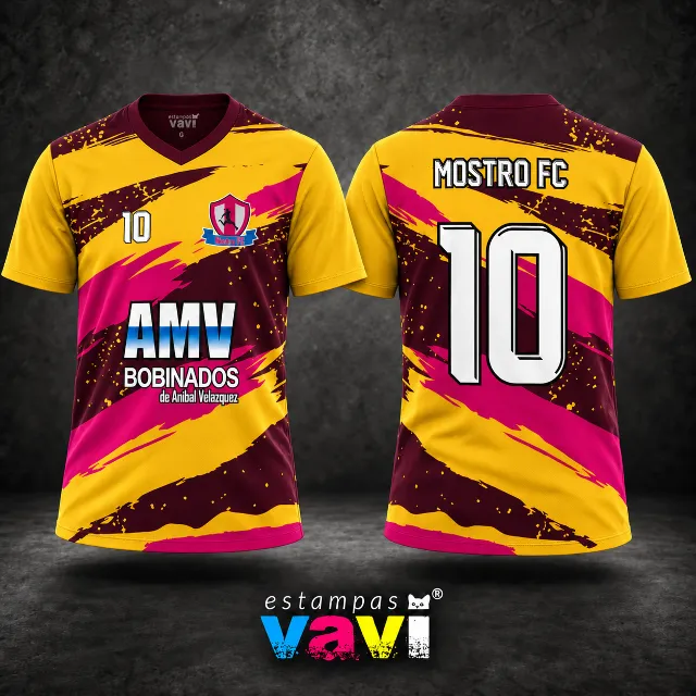 Mostro FC - Pinceladas Amarelas, Vinho e Magenta - Amarelo e Vinho