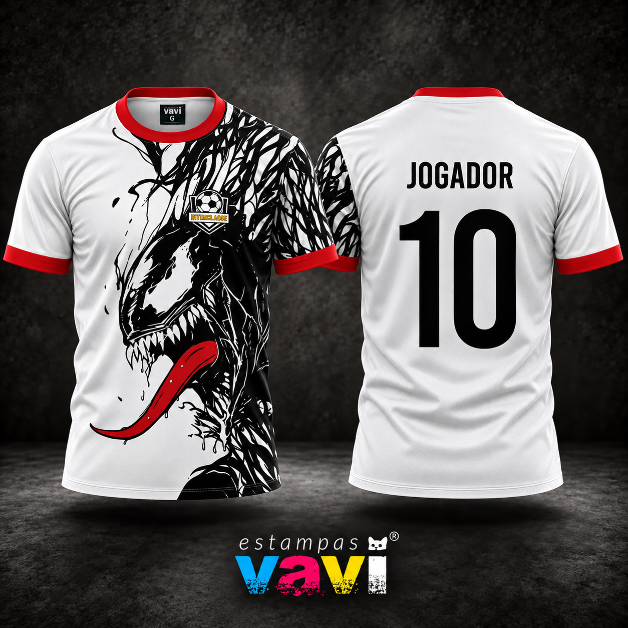 Venom Preto e Branco com Língua Vermelha