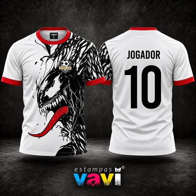 Venom Preto e Branco com Língua Vermelha