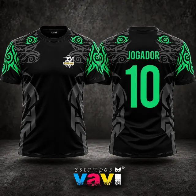 Tribais Cinza com Espirais Verdes sobre Preto