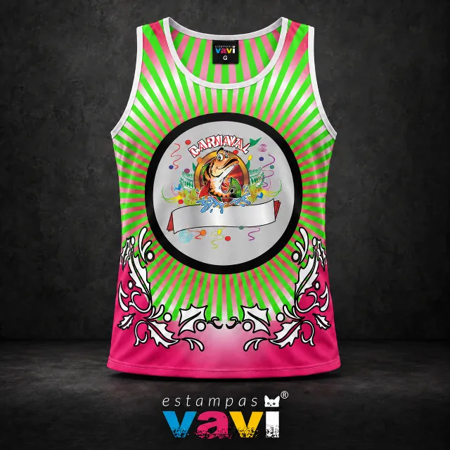 Peixe Carnavalesco com Raios Verdes e Rosa