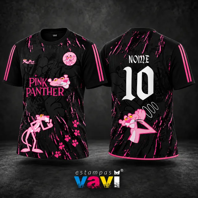 Pantera Cor-de-Rosa com Respingos Rosa sobre Preto