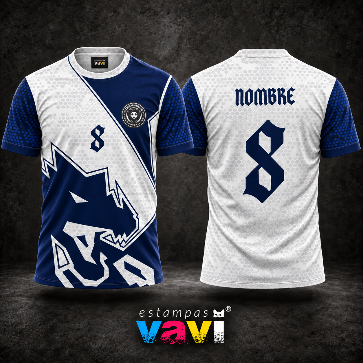 Dragão Azul com Hexágonos e Grafismos Angulares