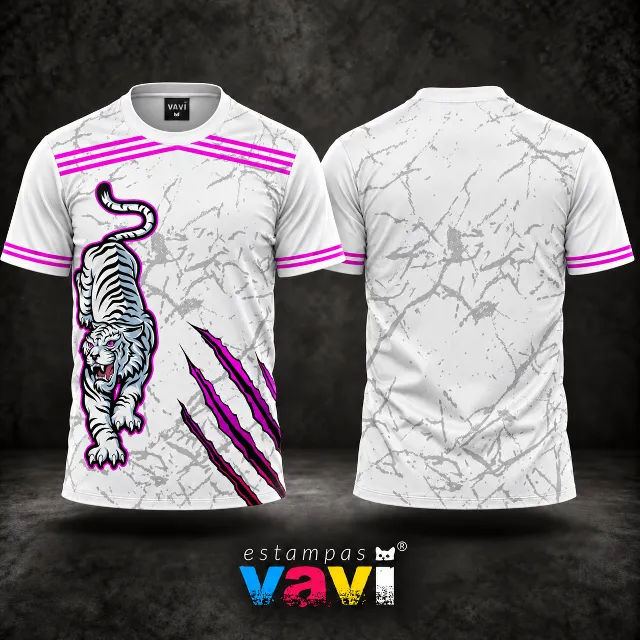 Tigre Branco com Garras e Mármore Cinza - Magenta