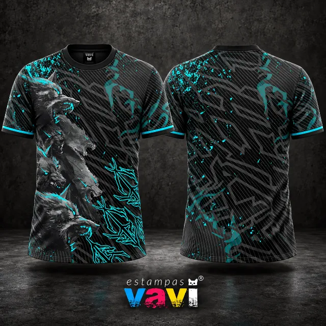 Lobos Cinza com Grafite Turquesa