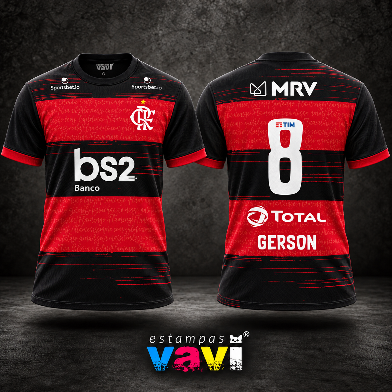 Flamengo - Faixas Vermelhas com Letras do Hino