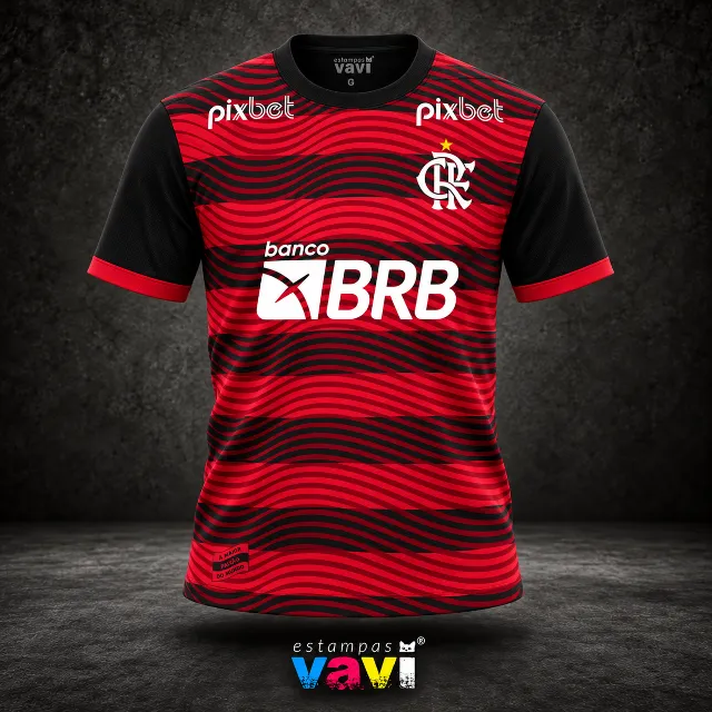 Flamengo - Ondas Finas Vermelhas e Pretas