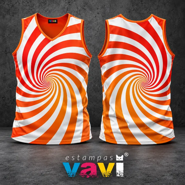 Espiral Hipnótica Vermelha e Laranja sobre Branco