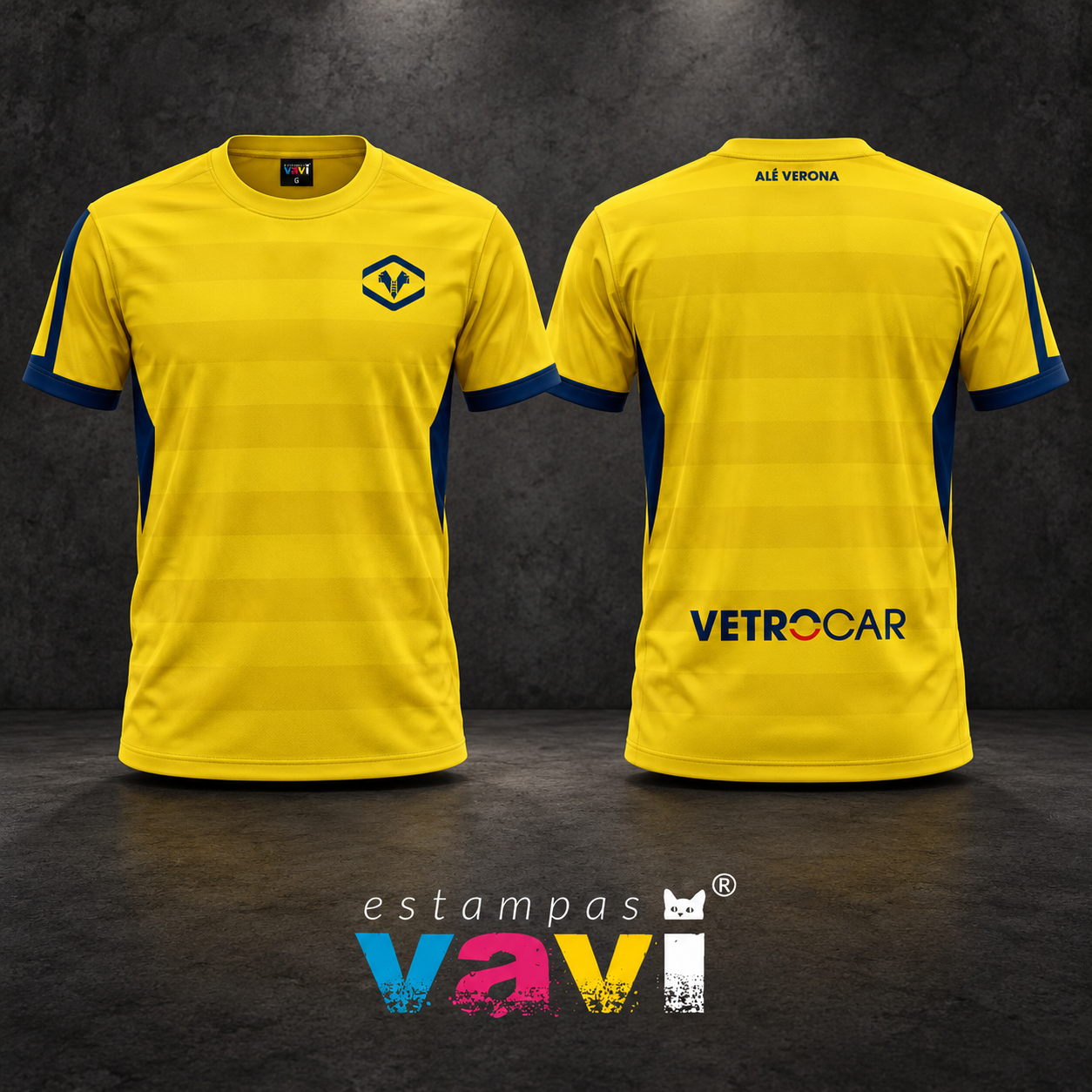Verona - Amarelo com Recortes Azuis e Faixas Tonais