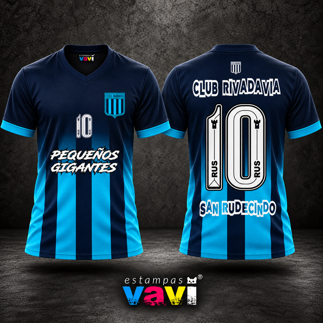 Club Rivadavia - Listras Turquesa sobre Marinho - Padrão