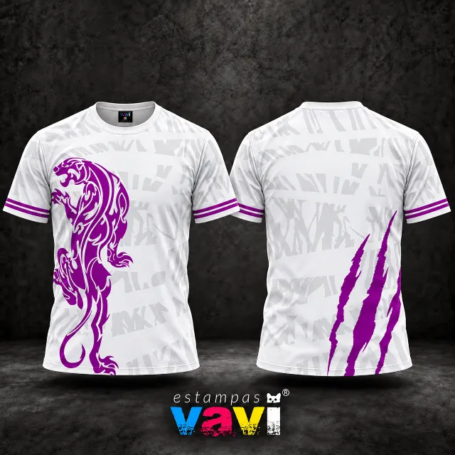Felino Tribal Roxo com Garras e Textura Cinza