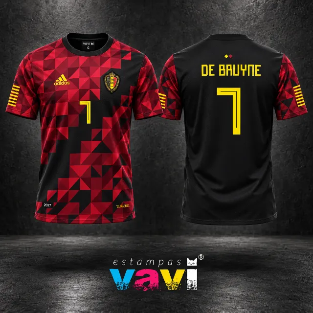 Bélgica - Mosaico Vermelho e Preto com Número 7