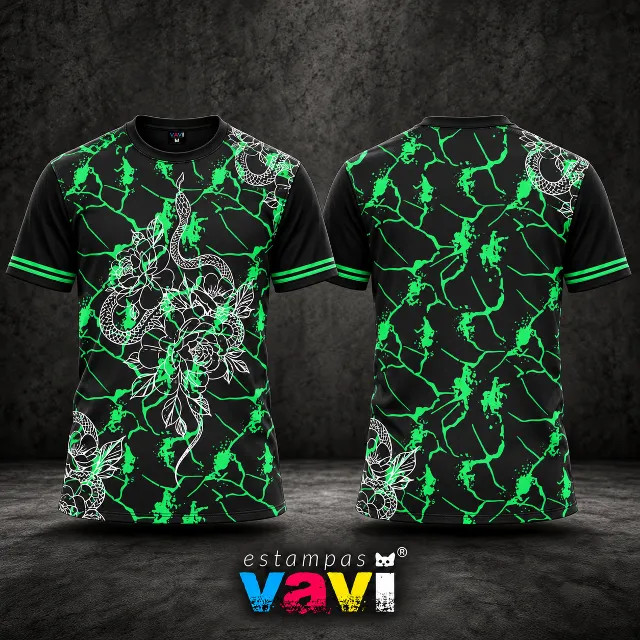 Serpente Branca com Rosas e Textura Verde