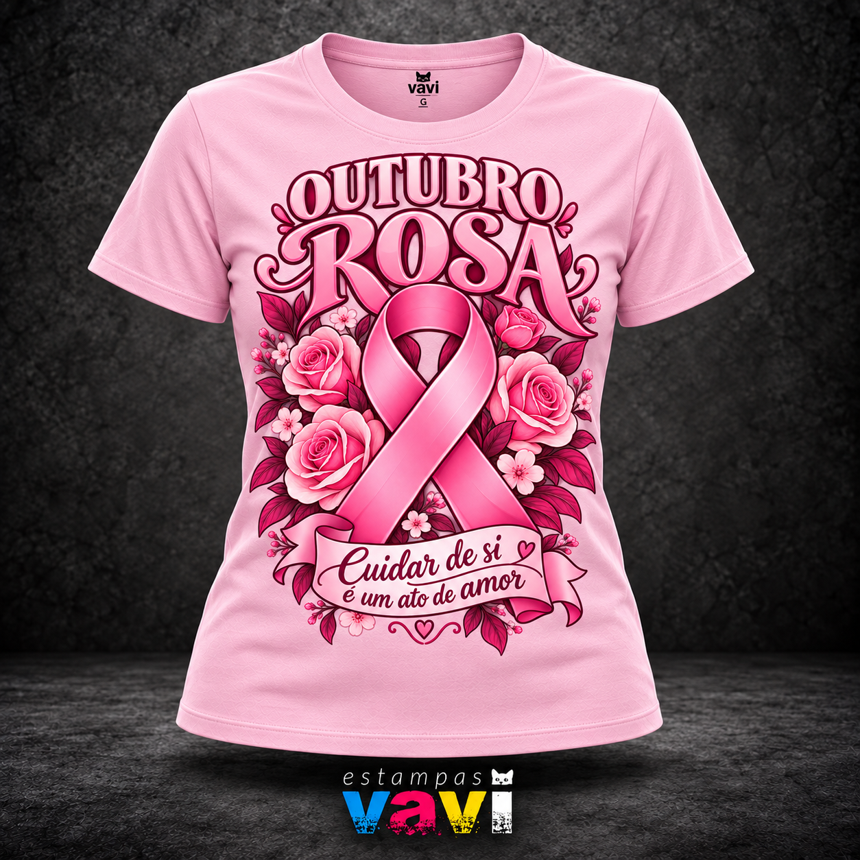 Outubro Rosa - Cuidar de Si é um Ato de Amor - Laço e Rosas