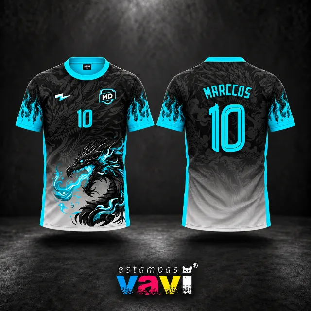 Interclasse - Dragão e Chamas - 4 Cores - Turquesa