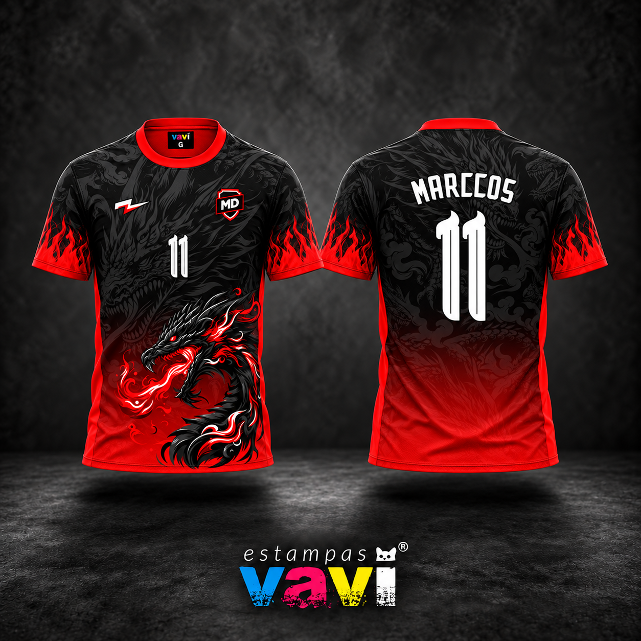 Interclasse - Dragão e Chamas - 4 Cores - Vermelho