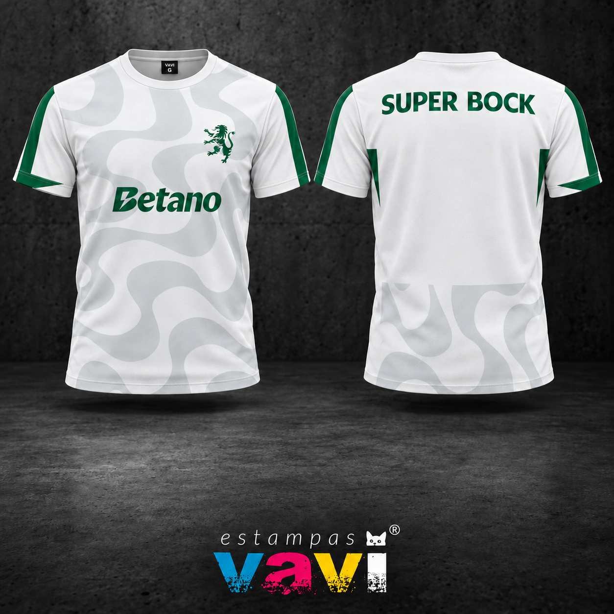 Sporting - Branco com Ondas Cinza e Detalhes Verdes