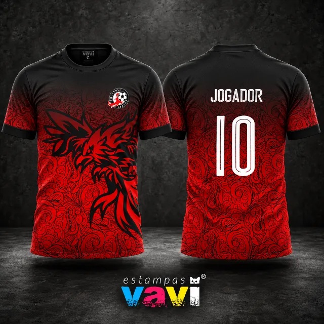 Dragão Tribal Preto com Arabescos em Degradê Vermelho