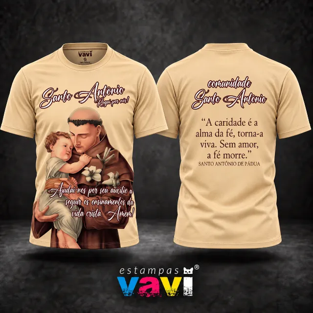 Santo Antônio - Camisetas Bege e Dourada - Bege