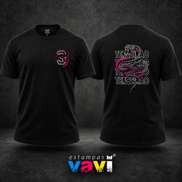 Serpente Cinza e Magenta com Letras em Contorno