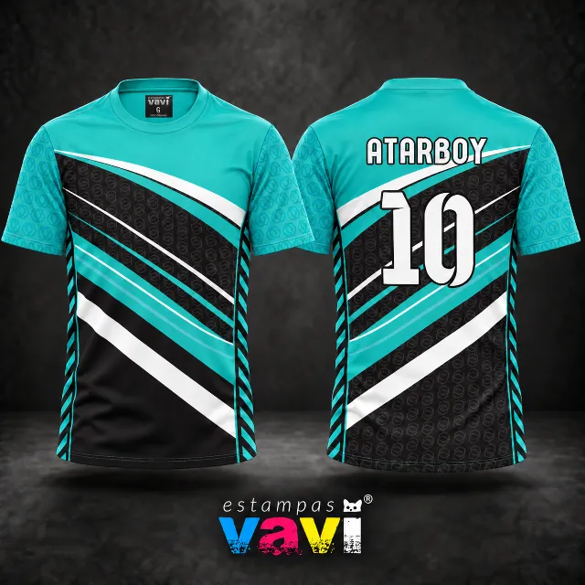 Esportiva - Turquesa com Faixas Diagonais e Hexágonos