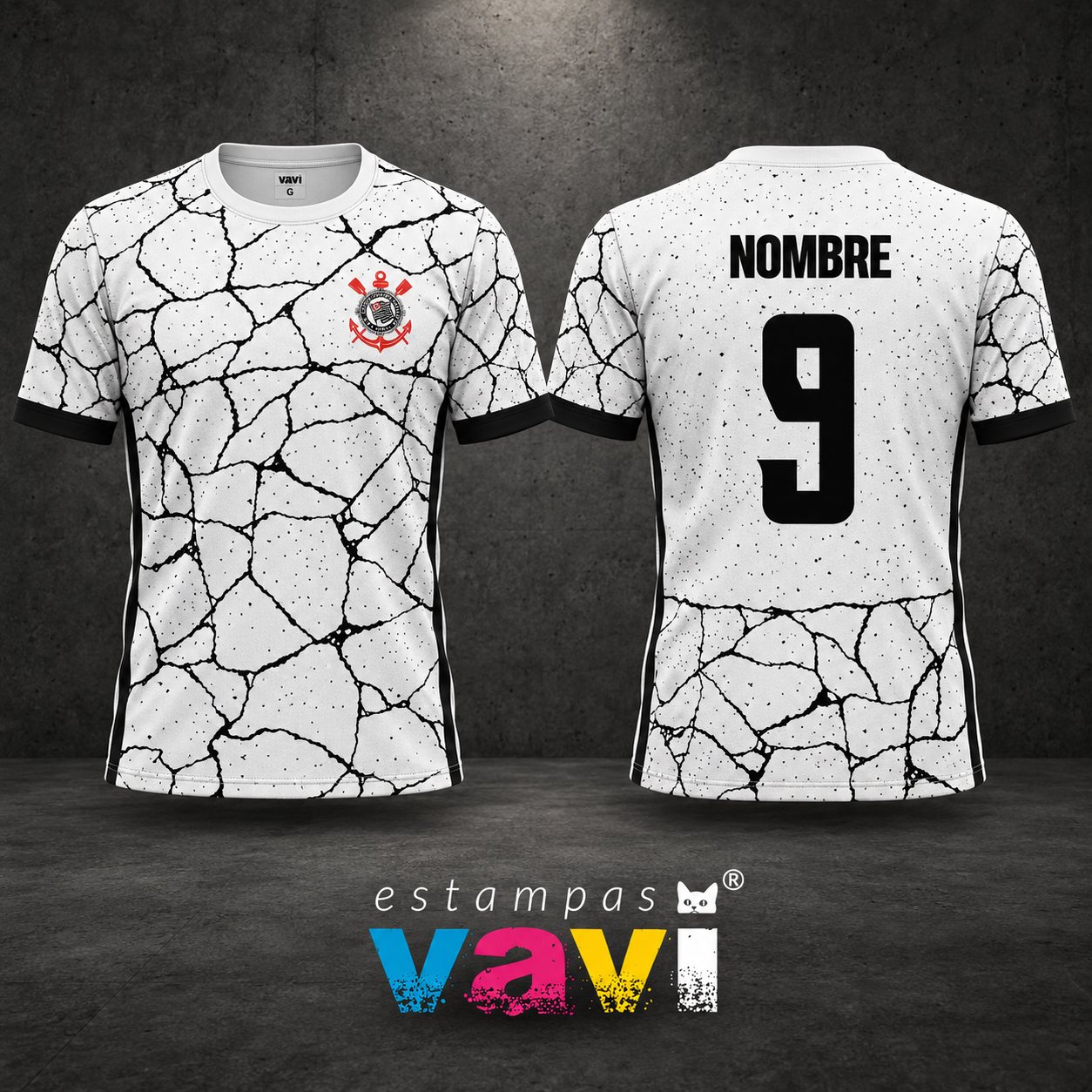 Corinthians - Branco com Textura Rachada e Número 9