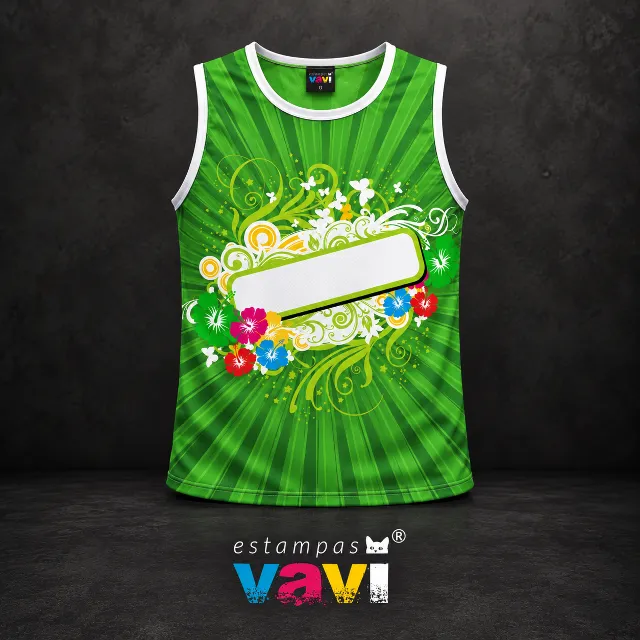 Hibiscos com Faixa para Personalização - Raios Verdes
