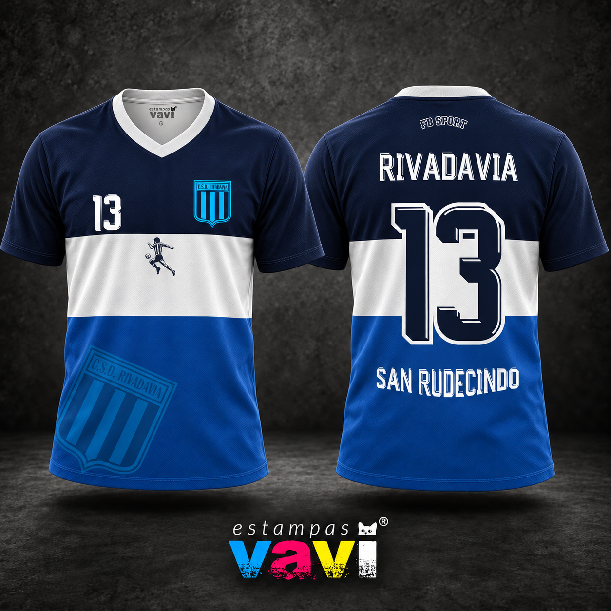 Rivadavia - Faixa Branca entre Azul-Marinho e Azul