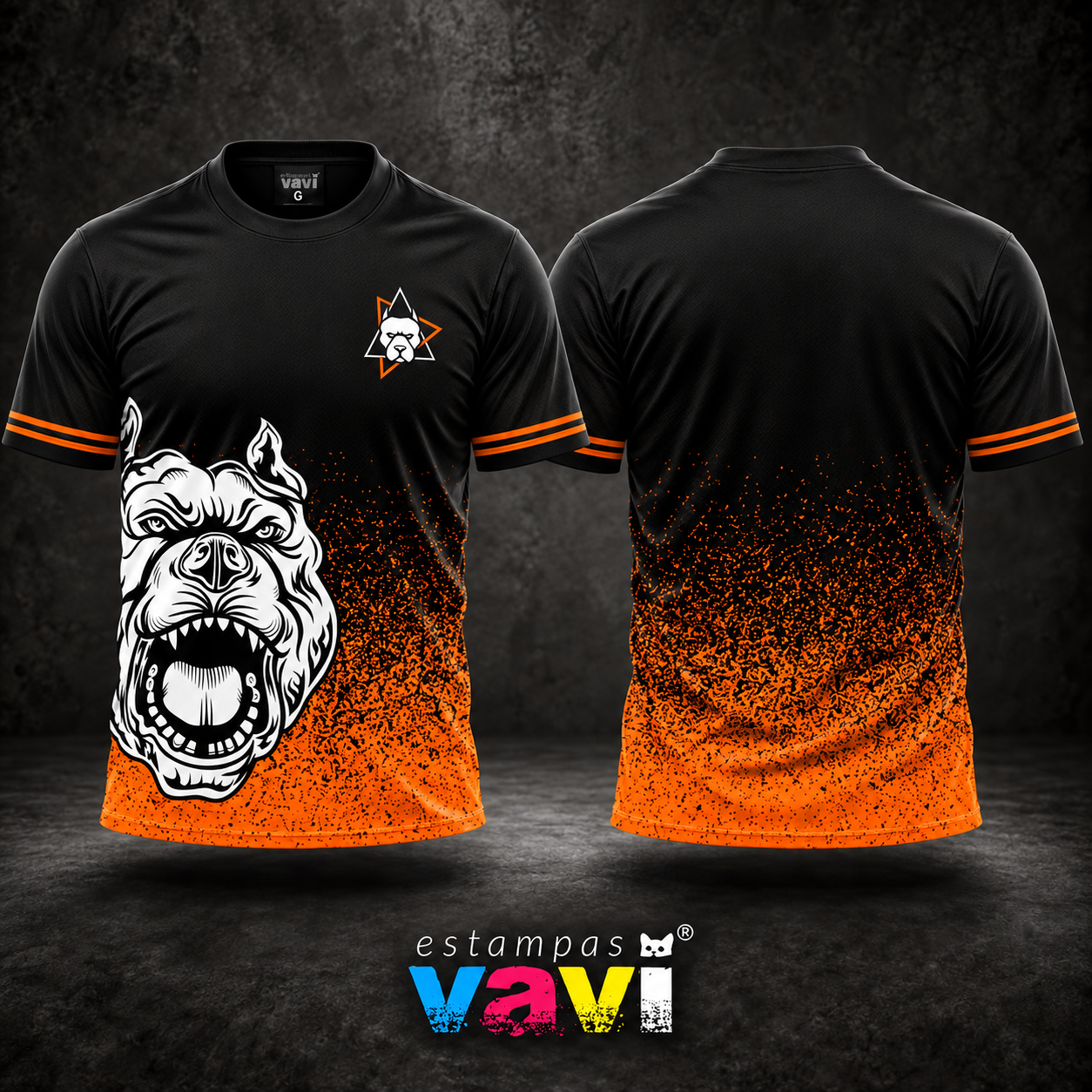 Pitbull Branco com Respingos Laranja