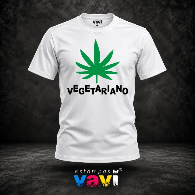 Vegetariano - Folha Verde e Letras Pretas Irregulares