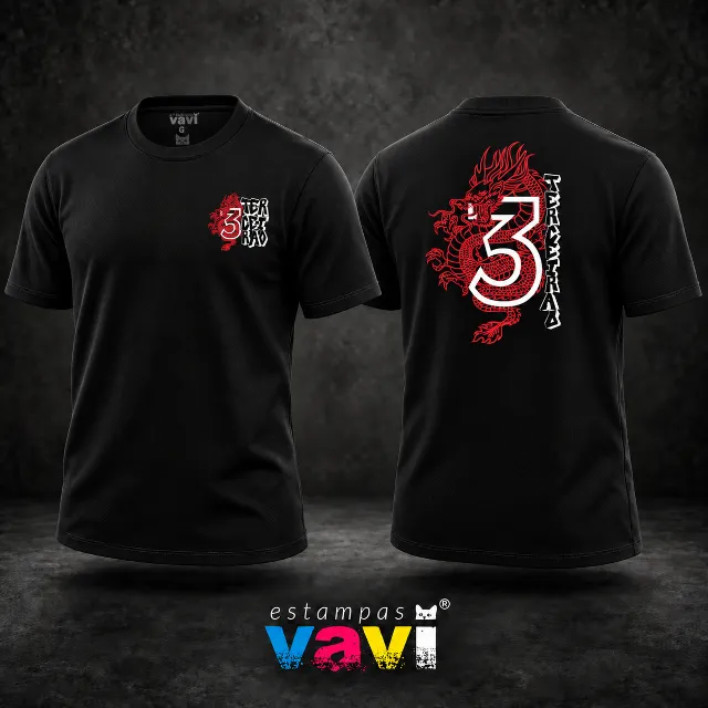 Dragão Vermelho com Número 3 Branco
