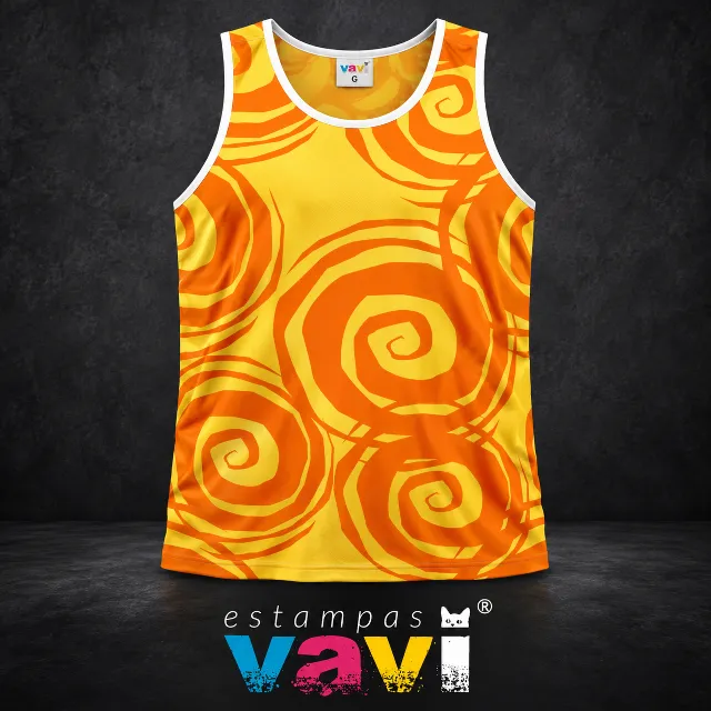Espirais Laranja em Fundo Amarelo