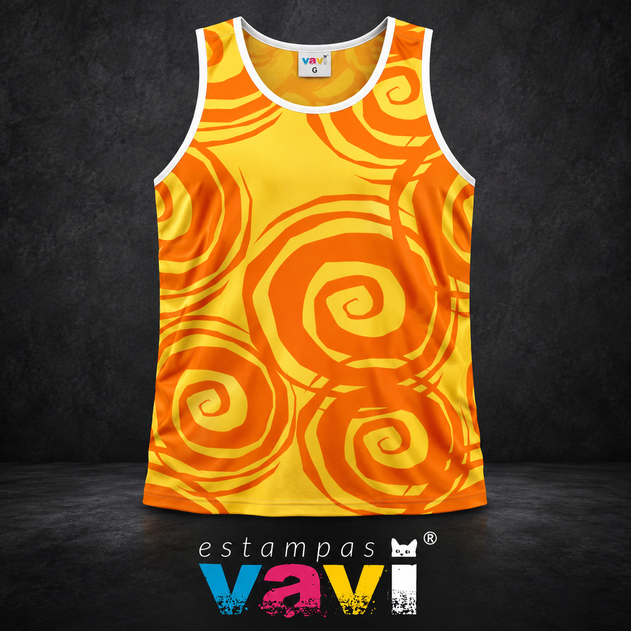 Espirais Laranja em Fundo Amarelo