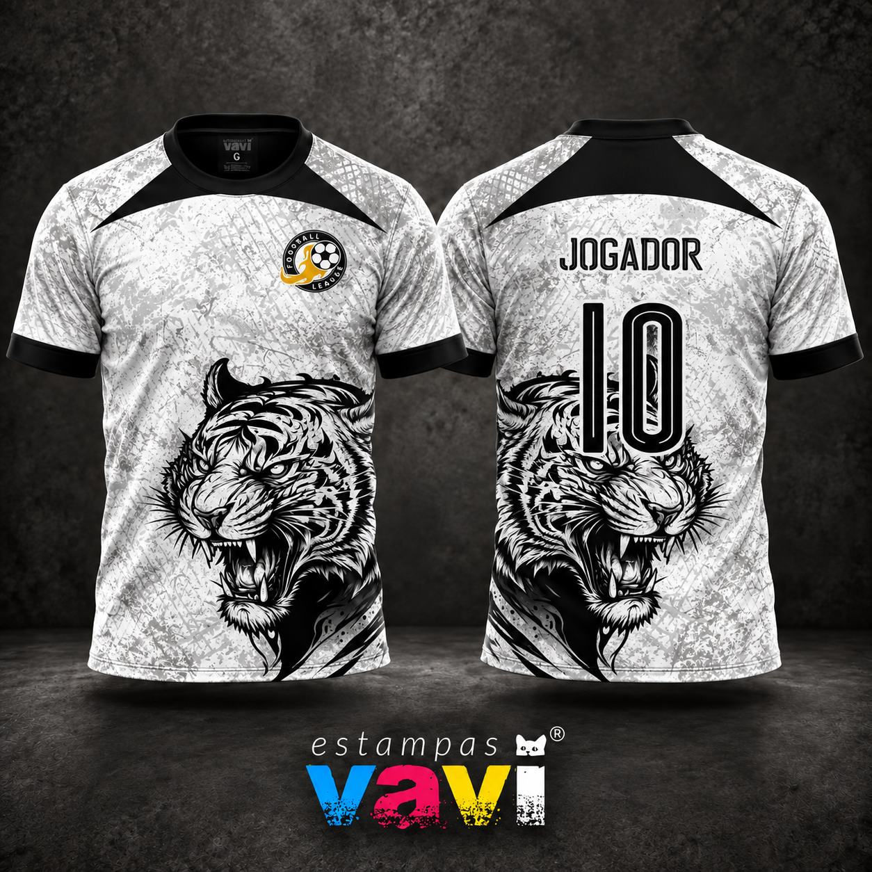 Tigre Rugindo Preto e Branco com Textura Cinza