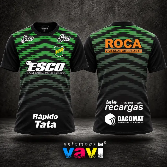 Defensa y Justicia - Geometria Verde sobre Preto - Padrão
