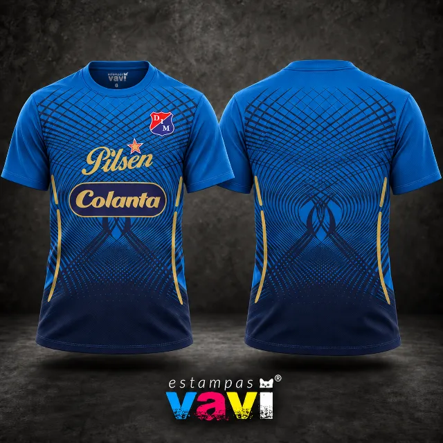 Independiente Medellín - Malha Curva Azul-Marinho em Degradê Azul
