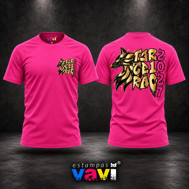 Terceirão - Lobo Dourado em Fundo Rosa